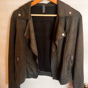 Olive Green Suede Biker Jacket